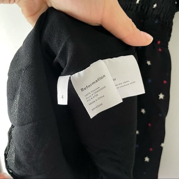 Reformation Black Elyse Patriotic Color Star Ruffle Strap Fit & Flare Mini Dress - Picture 8 of 9